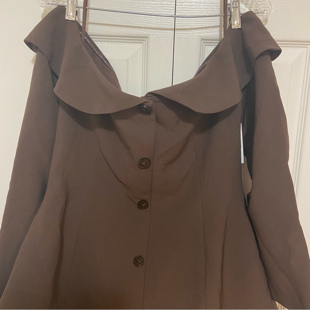 Odd Muse NWT The Ultimate Muse Button Up Mini Jacket Dress Brown Size XXL - Picture 5 of 11